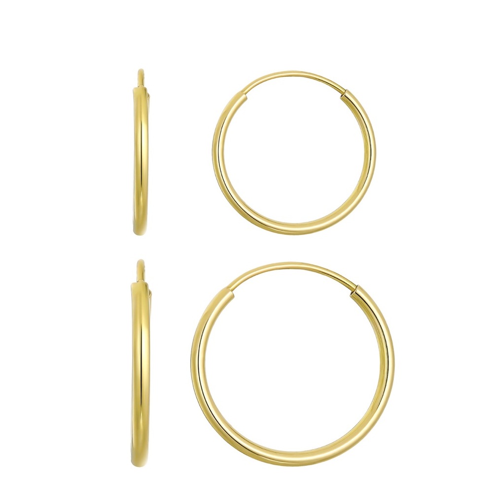 Brand New, Never Worn Ladies 10k 2pc small Hoop Earrings set.